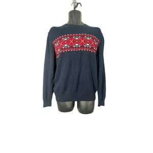 Weatherproof Vintage Mens‎ Fair Isle Mesh Crew Neck Sweater Holiday Size S